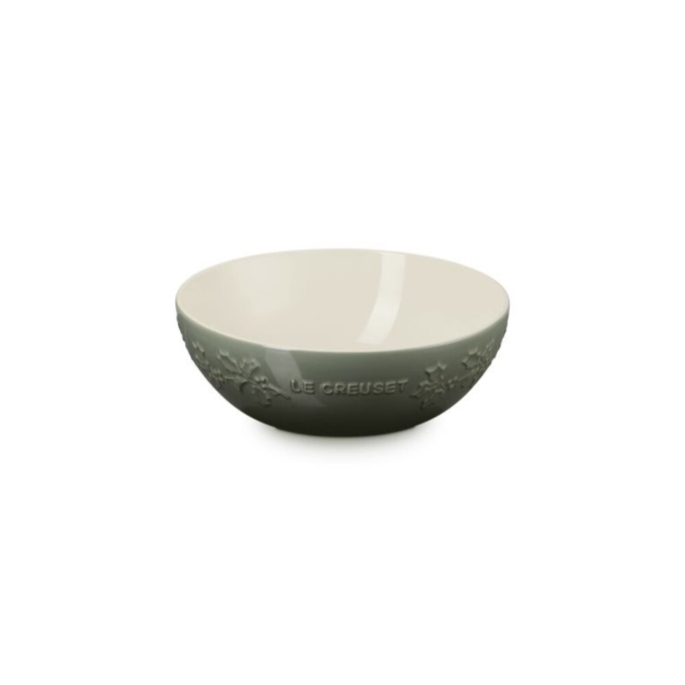 Le Creuset Holly Relief Collection 25 cm 9.75 in Multi Bowl Thyme Green NEW